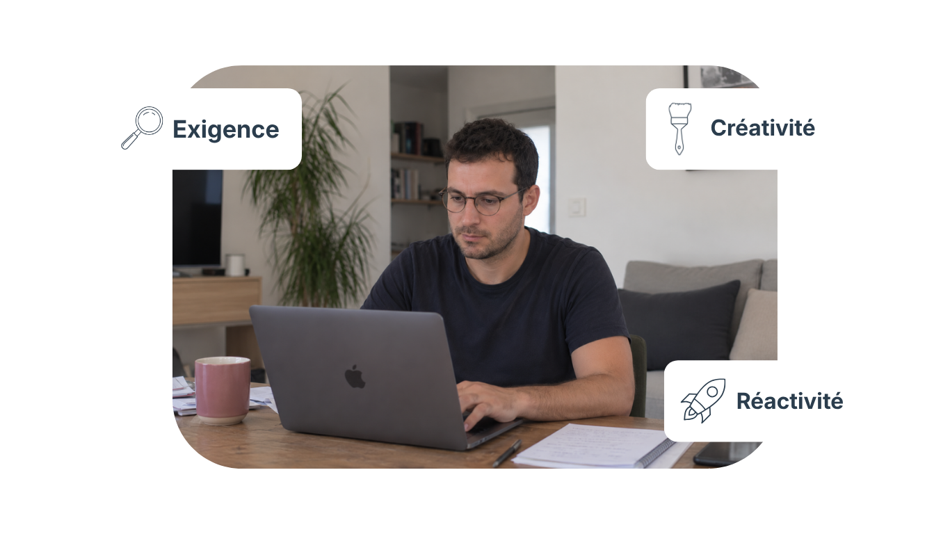 Création d’un faire-part digital sur ordinateur, alliant exigence, créativité et réactivité.