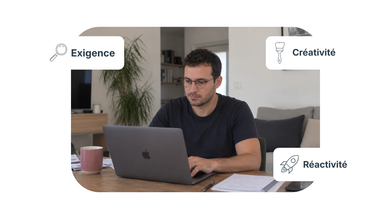Création d’un faire-part digital sur ordinateur, alliant exigence, créativité et réactivité.