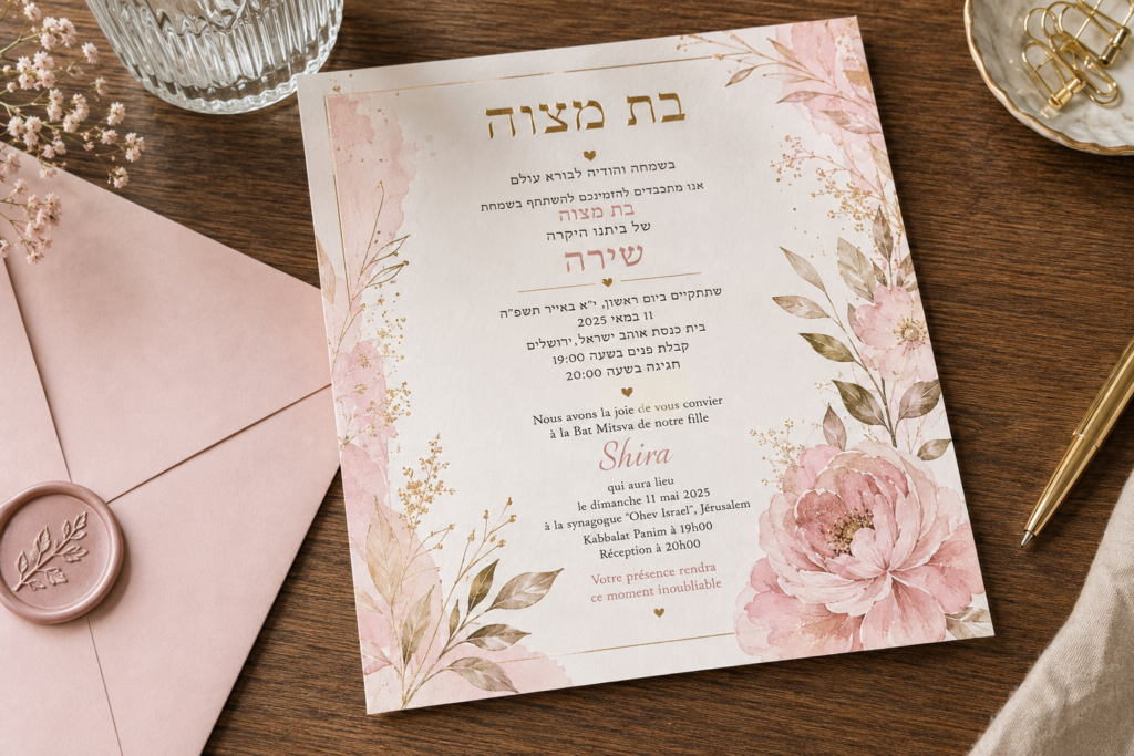 Invitation élégante bat-mitzvah
